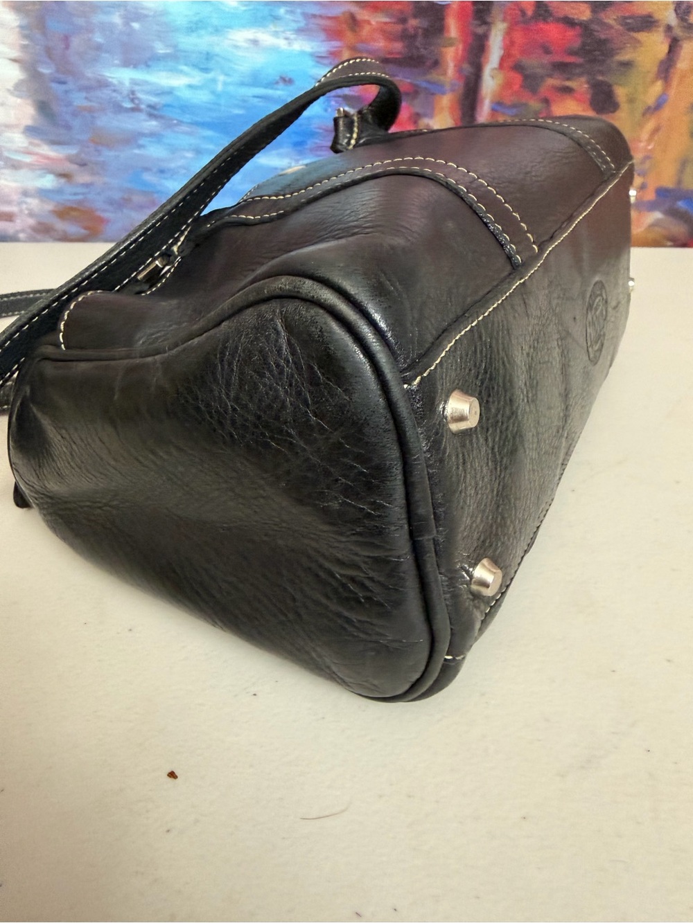 Vintage Roots Canada Black Genuine Leather Shoulder Bag Made in Canada - Picture 8 of 12